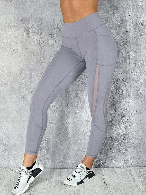 Casual Mesh Stitching Yoga Løb Sport Slim Leggings