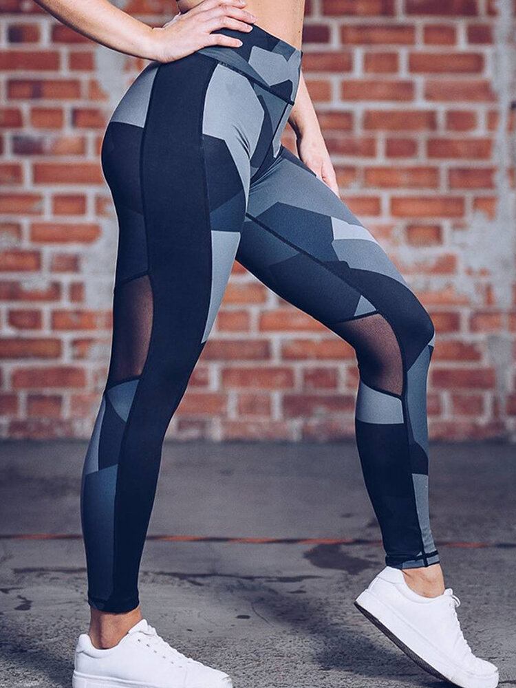 Kvinder Casual Patchwork Print Yoga Sport Running Leggings