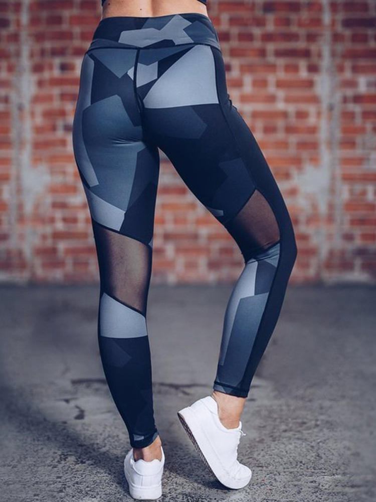 Kvinder Casual Patchwork Print Yoga Sport Running Leggings