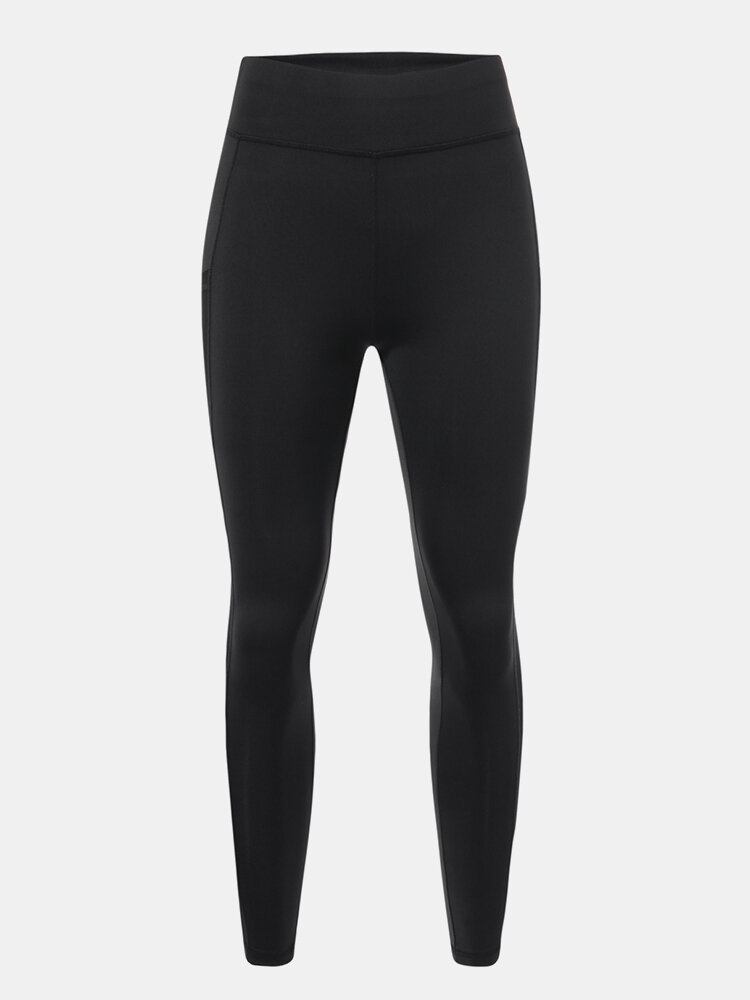 Kvinder Ensfarvet Mesh Patchwork Hip Lift Sport Yoga Leggings