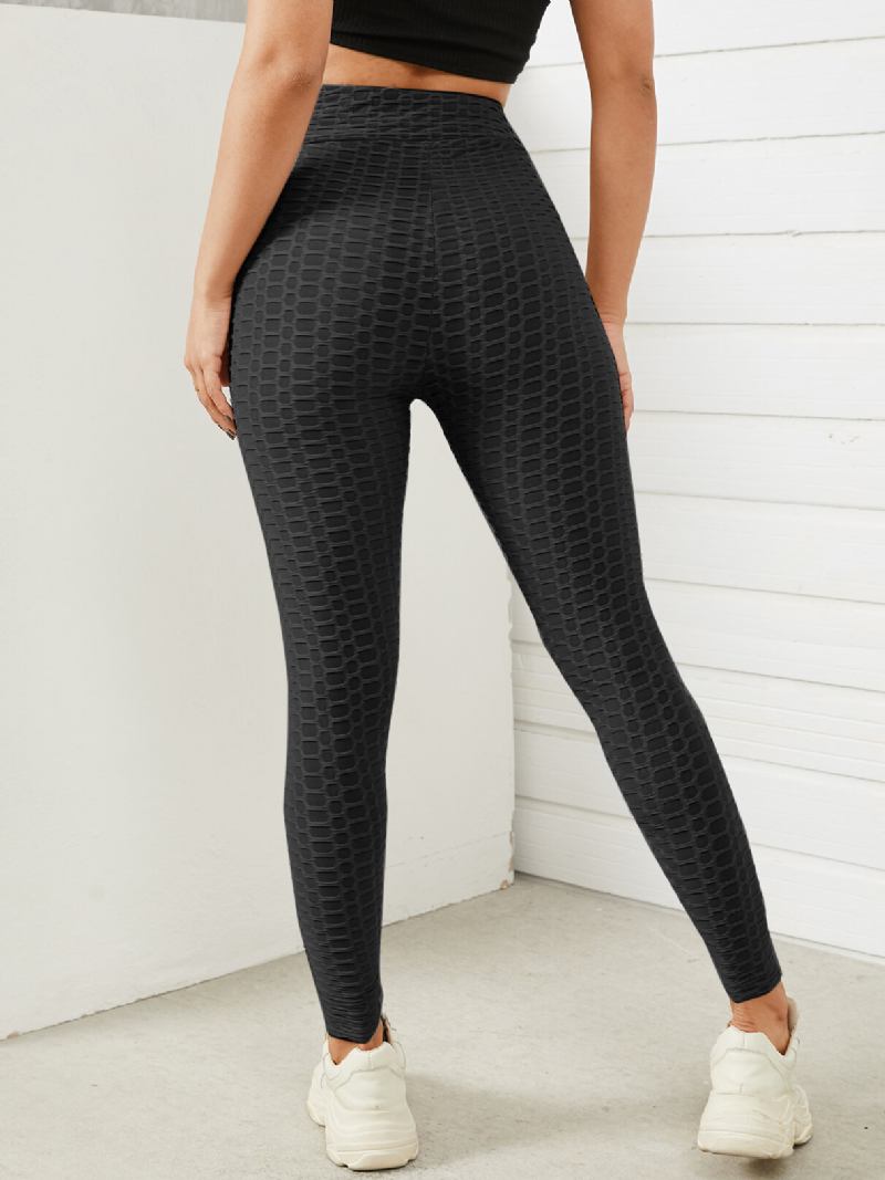 Kvinder Ensfarvet Tekstur Sporty Elastisk Talje Super Stretch Leggings