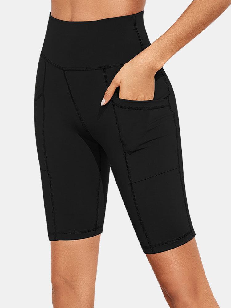 Solid Color Pocket Slim Hip Lift Yoga Leggings