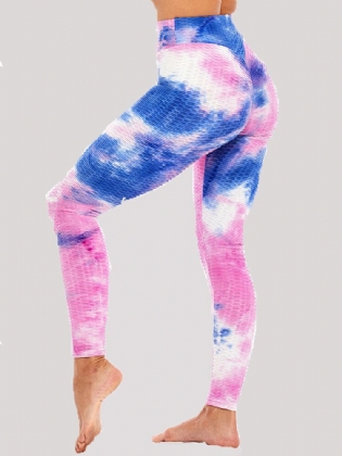 Tie-dye Random Print Højtalje Slank Sport Yoga Casual Leggings Til Kvinder