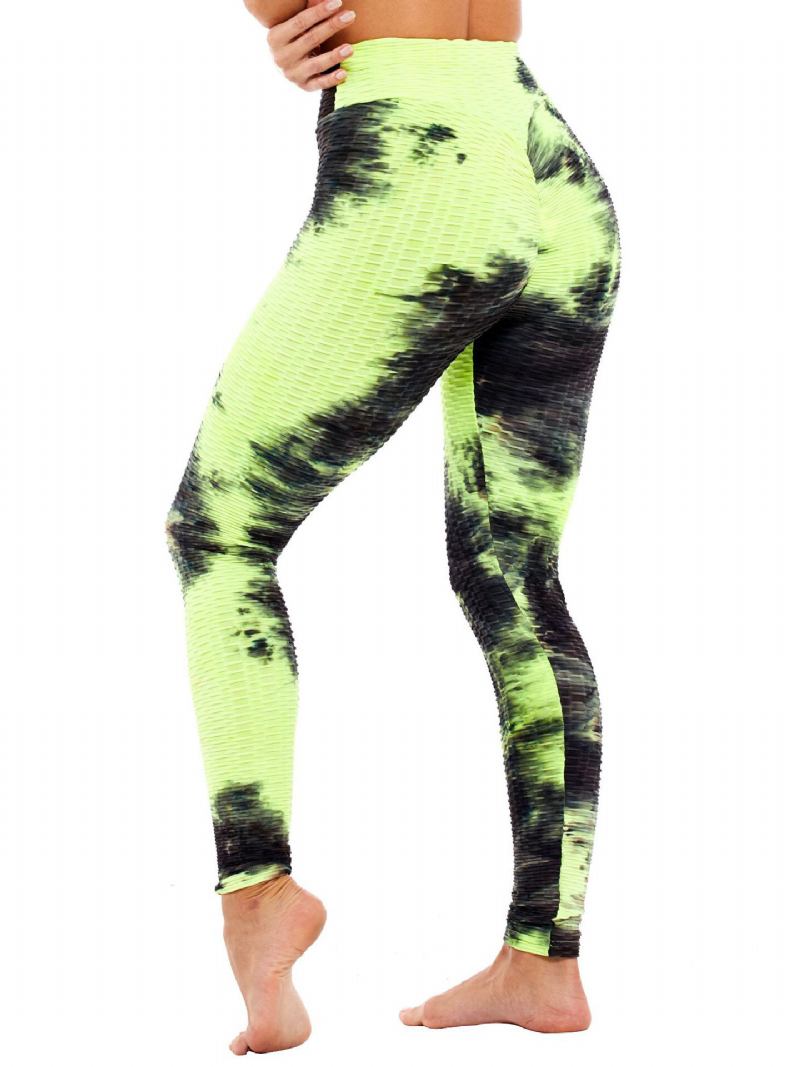 Tie-dye Random Print Højtalje Slank Sport Yoga Casual Leggings Til Kvinder