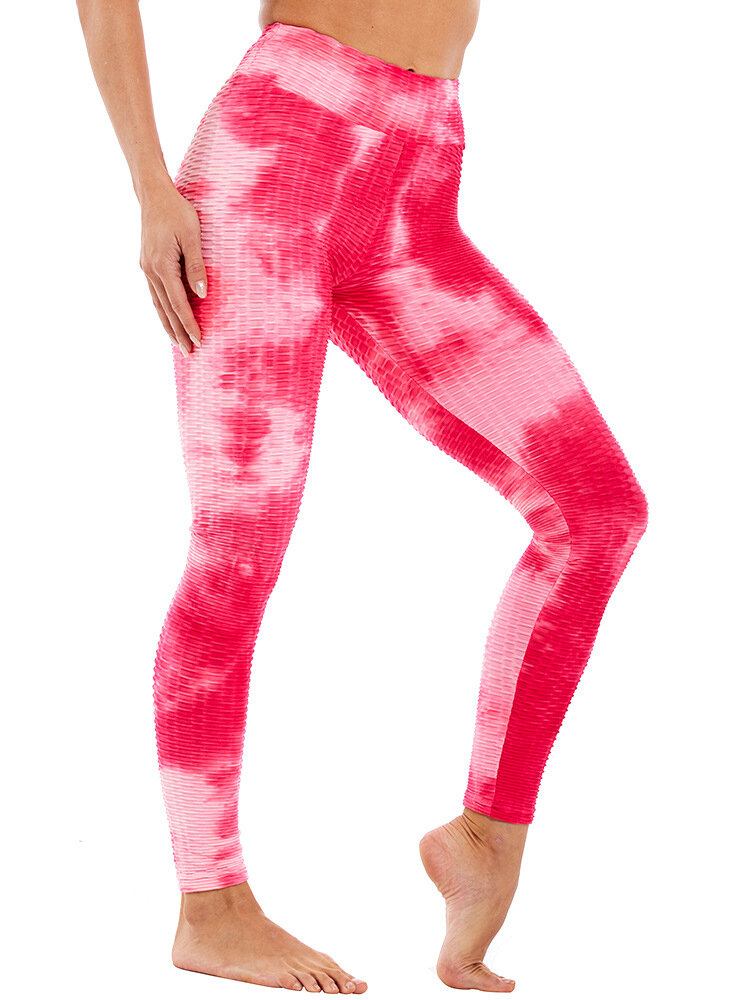 Tie-dye Random Print Højtalje Slank Sport Yoga Casual Leggings Til Kvinder