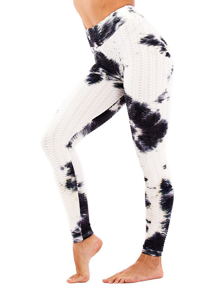 Tie-dye Random Print Højtalje Slank Sport Yoga Casual Leggings Til Kvinder