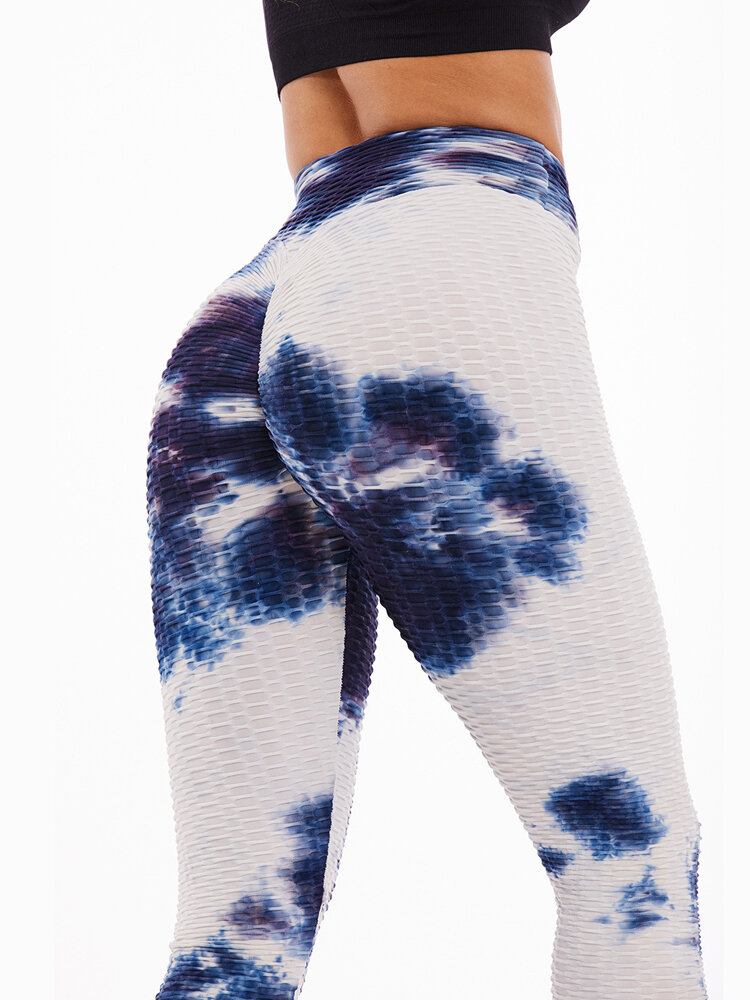 Tie-dye Random Print Højtalje Slank Sport Yoga Casual Leggings Til Kvinder