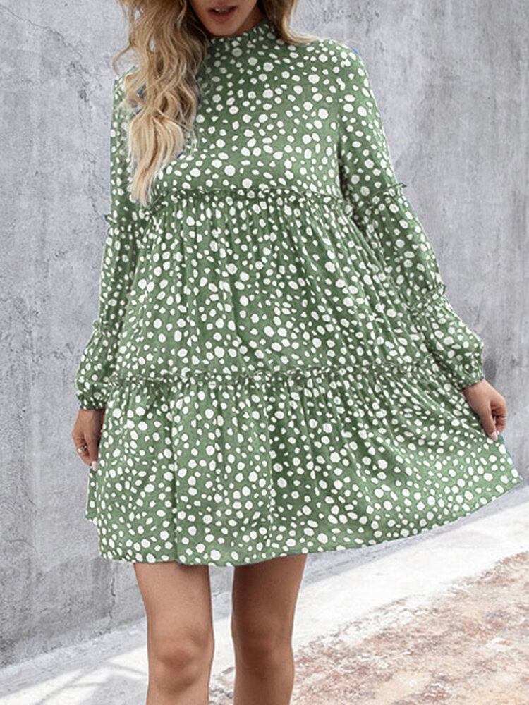 Kvinder Bohemian Retro Knælængde Polka Dots Casual Midi-kjoler