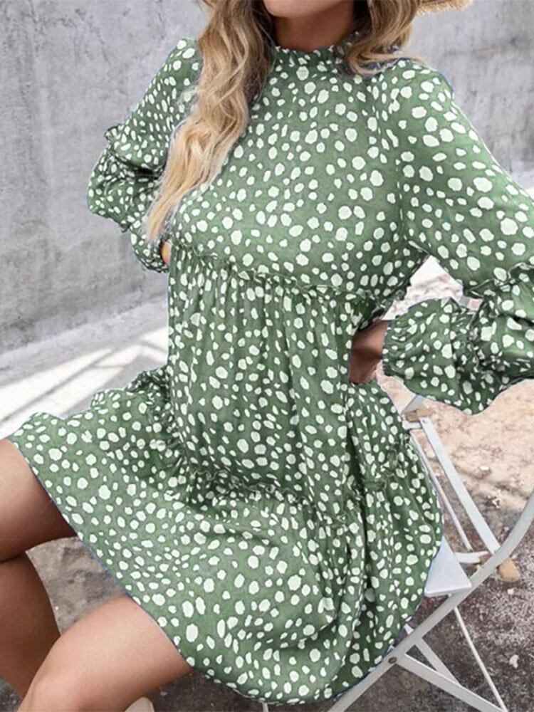 Kvinder Bohemian Retro Knælængde Polka Dots Casual Midi-kjoler