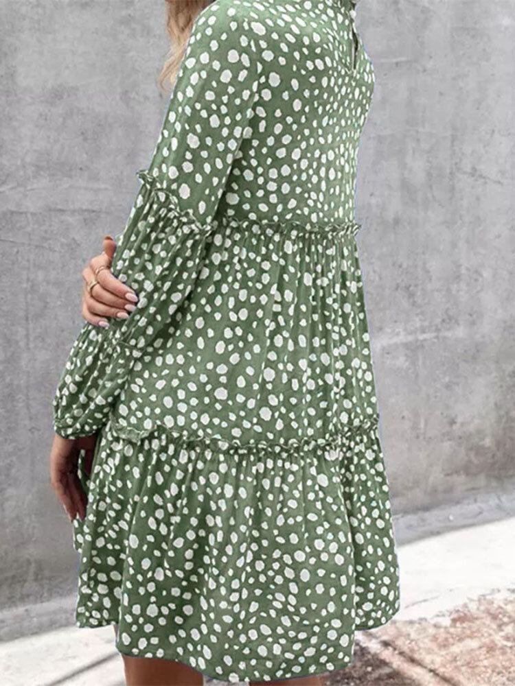 Kvinder Bohemian Retro Knælængde Polka Dots Casual Midi-kjoler