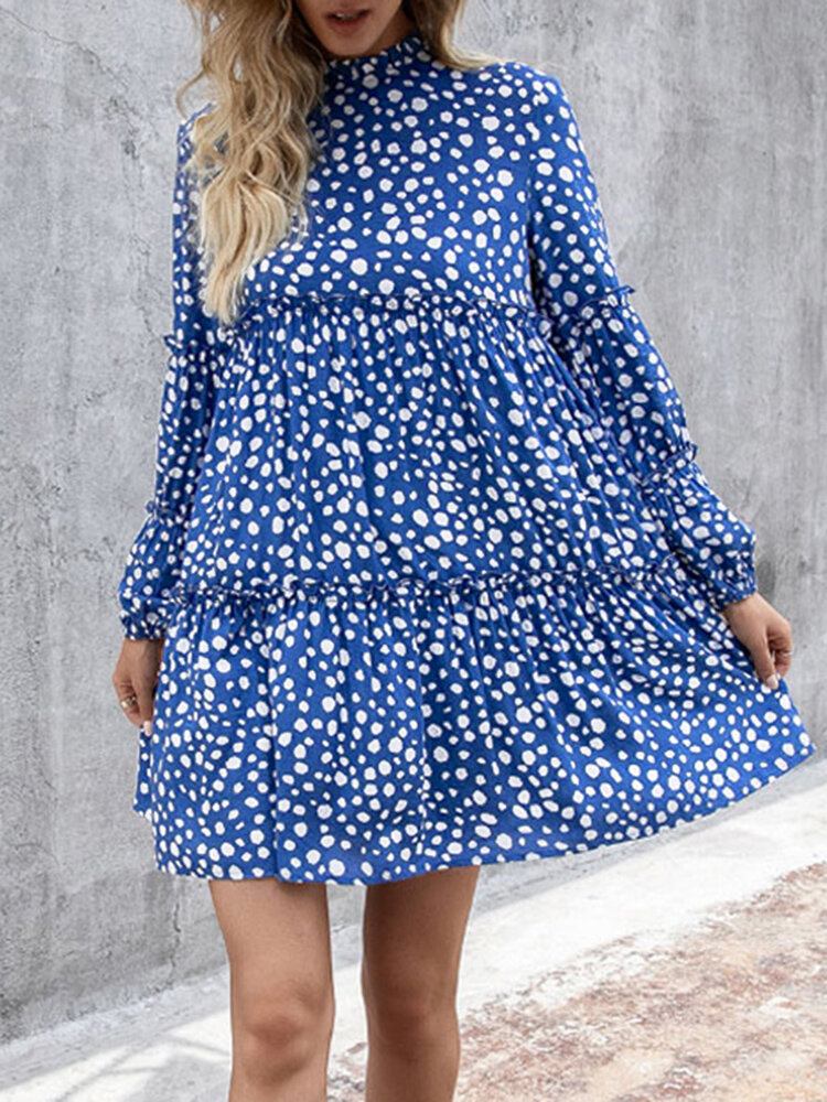 Kvinder Bohemian Retro Knælængde Polka Dots Casual Midi-kjoler