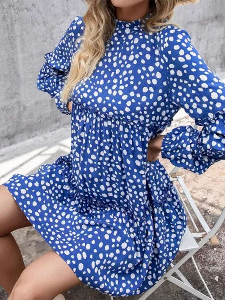 Kvinder Bohemian Retro Knælængde Polka Dots Casual Midi-kjoler