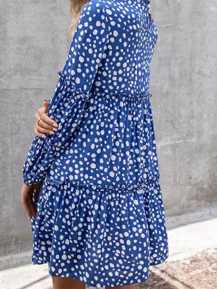 Kvinder Bohemian Retro Knælængde Polka Dots Casual Midi-kjoler