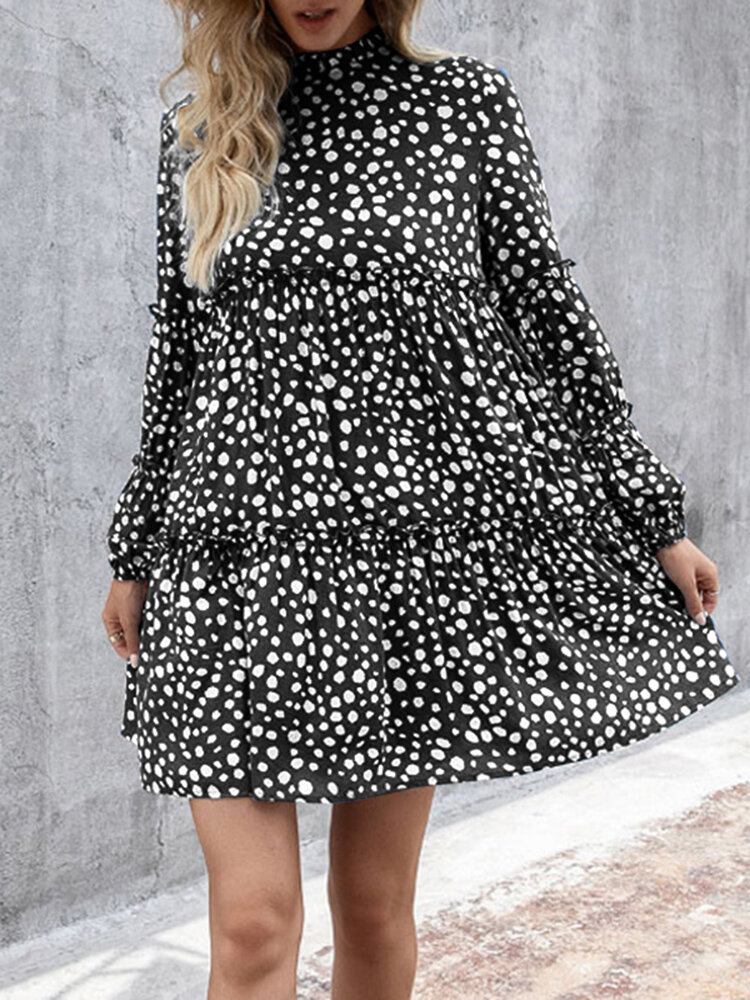 Kvinder Bohemian Retro Knælængde Polka Dots Casual Midi-kjoler