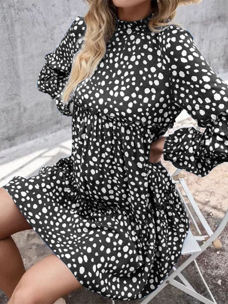 Kvinder Bohemian Retro Knælængde Polka Dots Casual Midi-kjoler