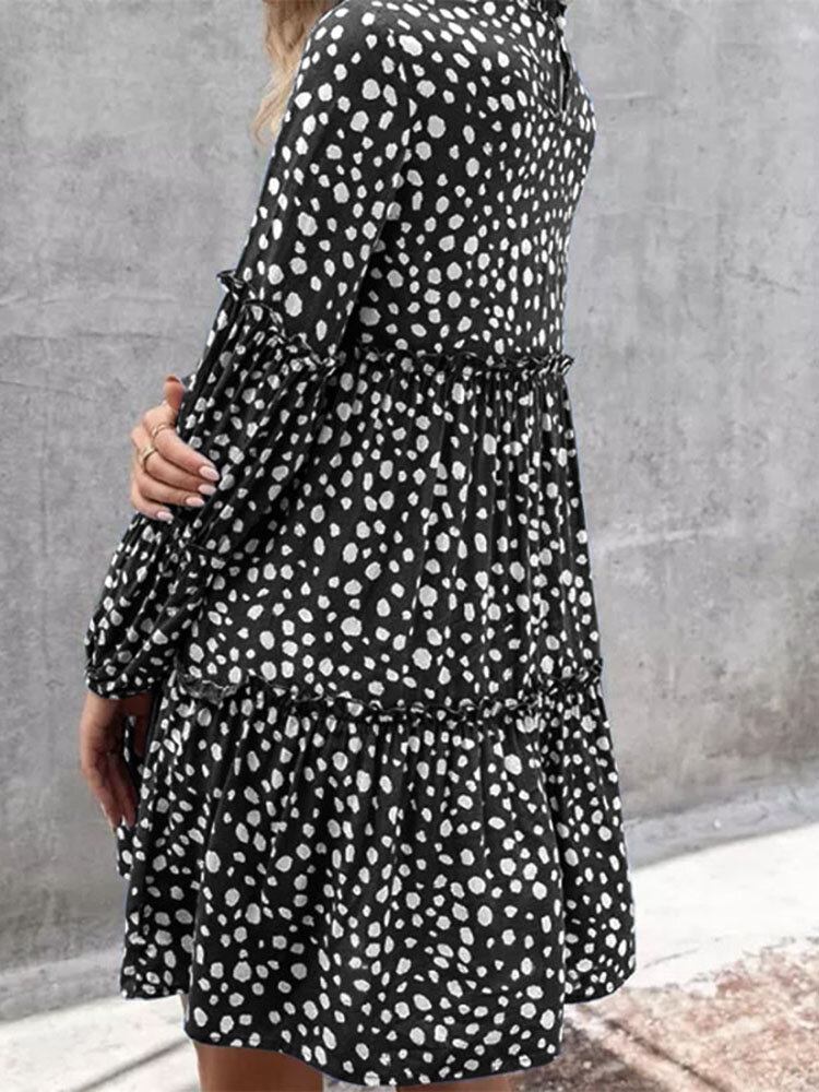 Kvinder Bohemian Retro Knælængde Polka Dots Casual Midi-kjoler