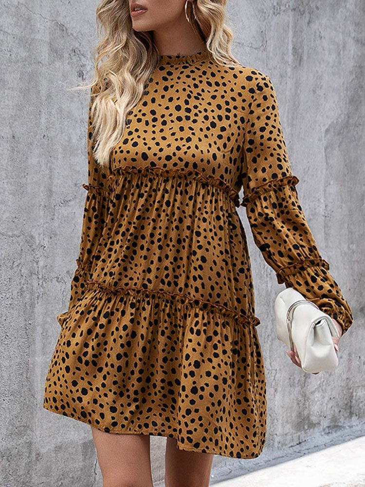 Kvinder Bohemian Retro Knælængde Polka Dots Casual Midi-kjoler