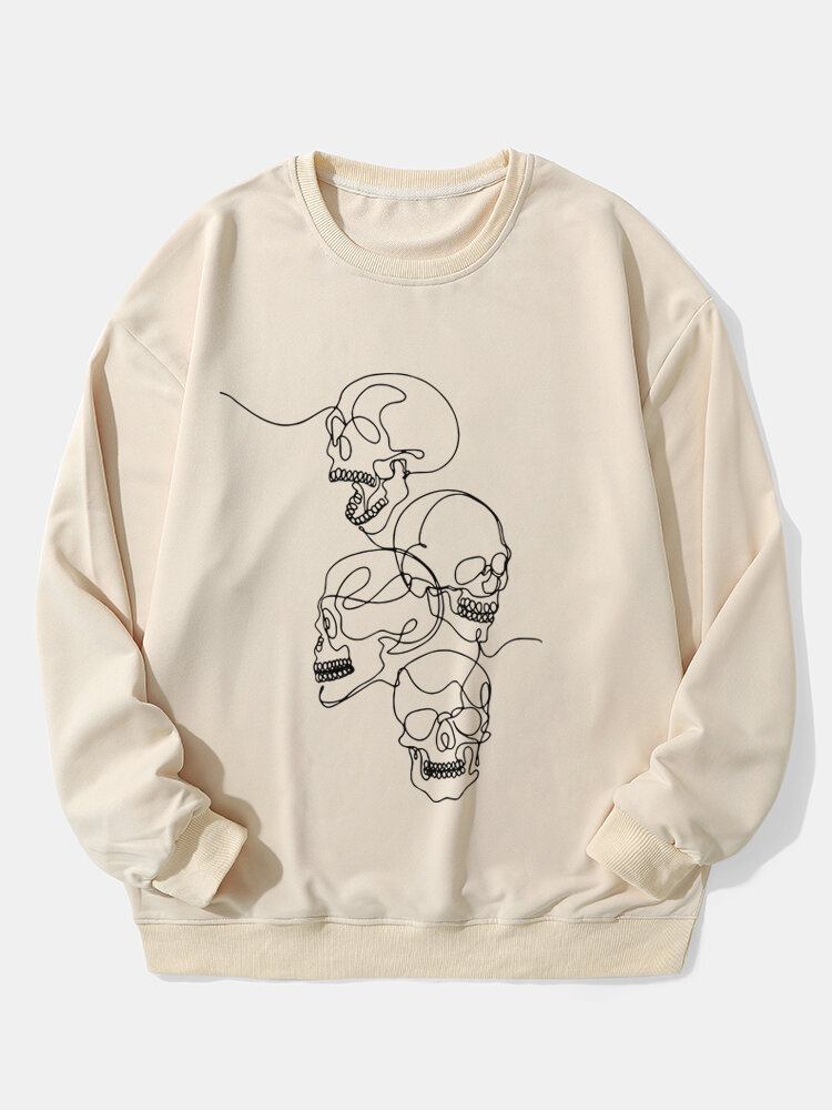 Casual Halloween Sketelon Tegneserie Sweatshirt Til Mænd