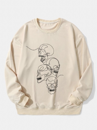 Casual Halloween Sketelon Tegneserie Sweatshirt Til Mænd