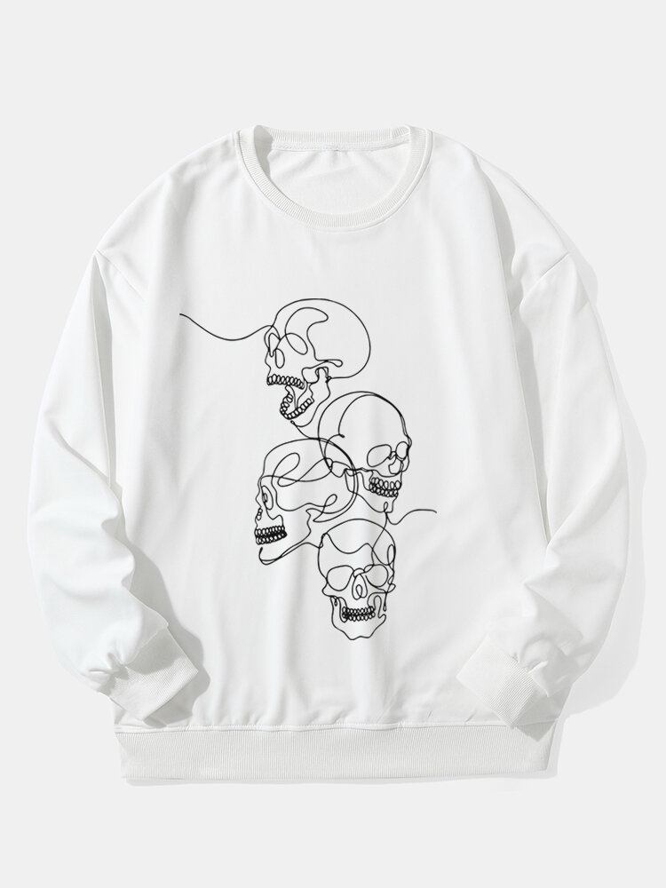 Casual Halloween Sketelon Tegneserie Sweatshirt Til Mænd