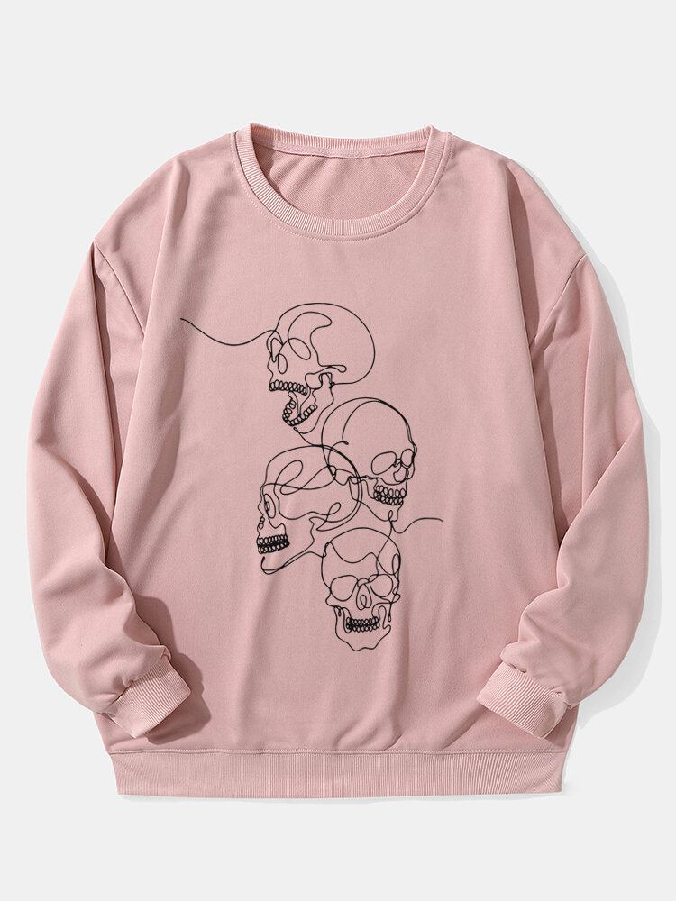 Casual Halloween Sketelon Tegneserie Sweatshirt Til Mænd