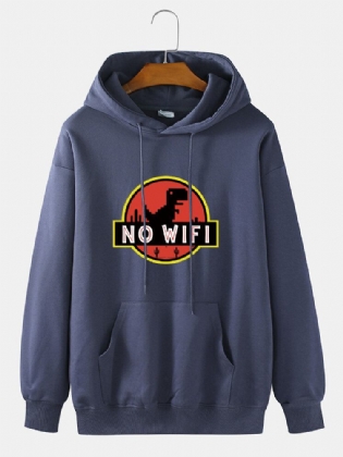 Dinosaur Til Mænd Uden Wifi Grafisk Tryk Casual Løs Pullover Hættetrøje