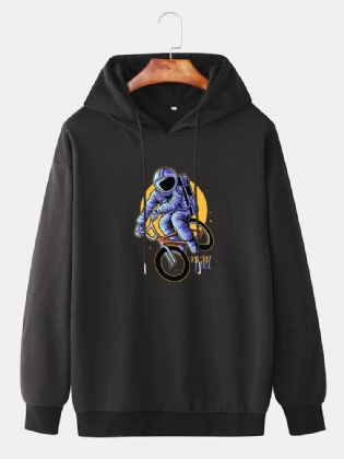 Funny Astronaut Print Drop Skulder Hættetrøjer Med Snoretræk Til Mænd