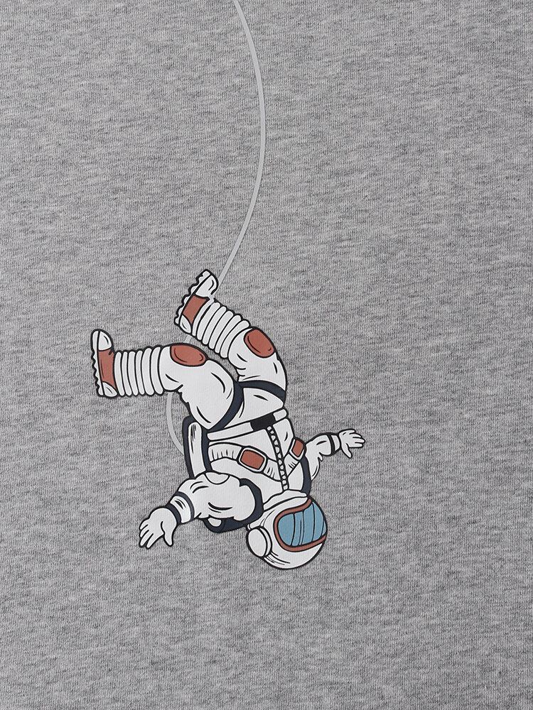 Herre Astronaut Grafisk Tryk Med Rund Hals Bomuldstrøjer Sweatshirts