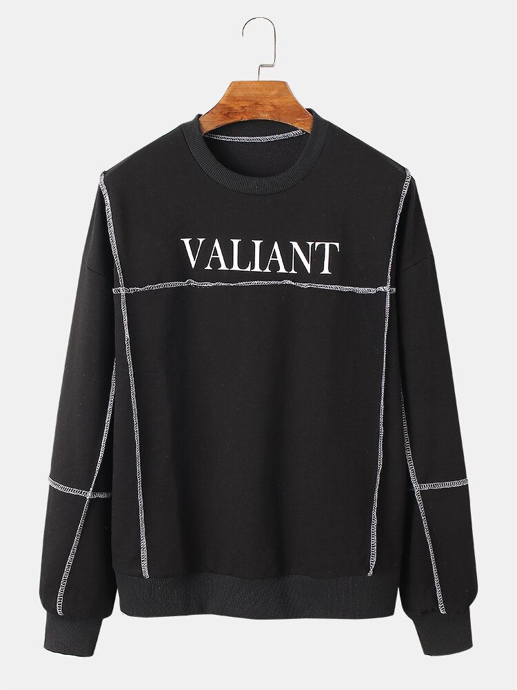 Herre Bomuld Valiant Omvendt Loopback Rund Hals Afslappet Sweatshirt