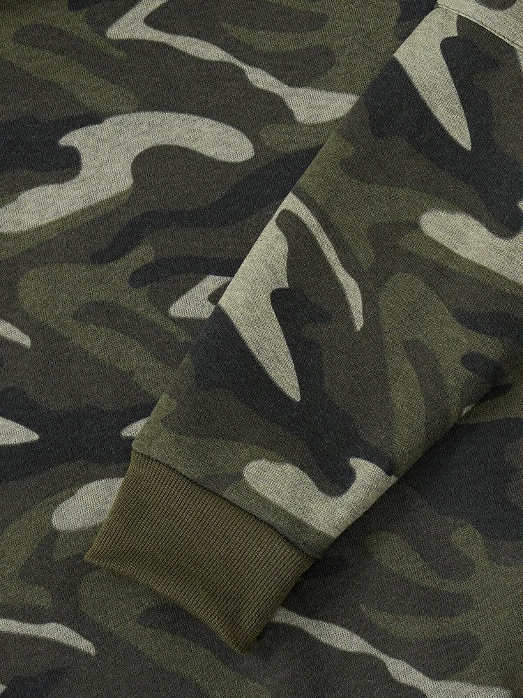 Herre Camo Print Lynlås Snøre Bodycorn Hem Casual Hættetrøje