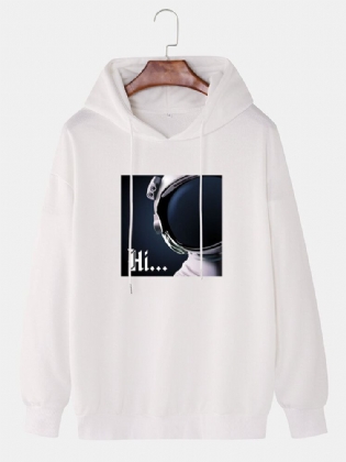 Herre Hi Astronaut Print Langærmede Casual Drop Skulder Hættetrøjer