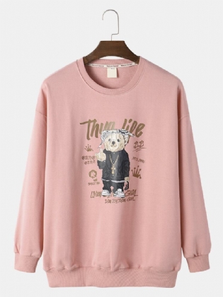 Herre Hip-hop Style Bear Cartoon Løs Fit Sweatshirt