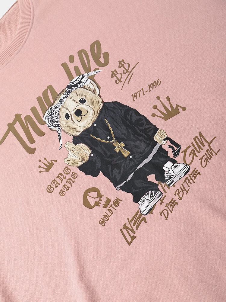 Herre Hip-hop Style Bear Cartoon Løs Fit Sweatshirt