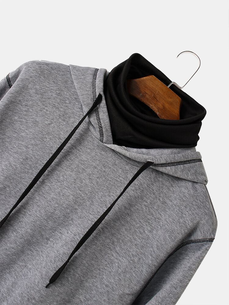 Herre Inside-out Kontrast Drop Skulder Casual Snood Hættetrøje