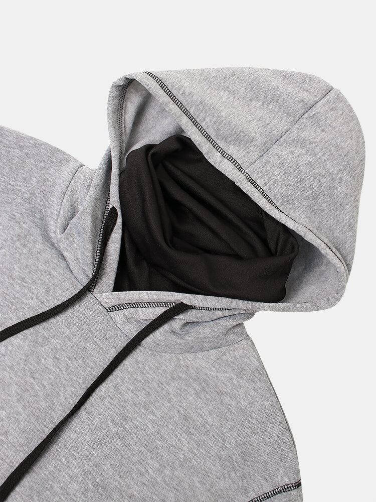 Herre Inside-out Kontrast Drop Skulder Casual Snood Hættetrøje