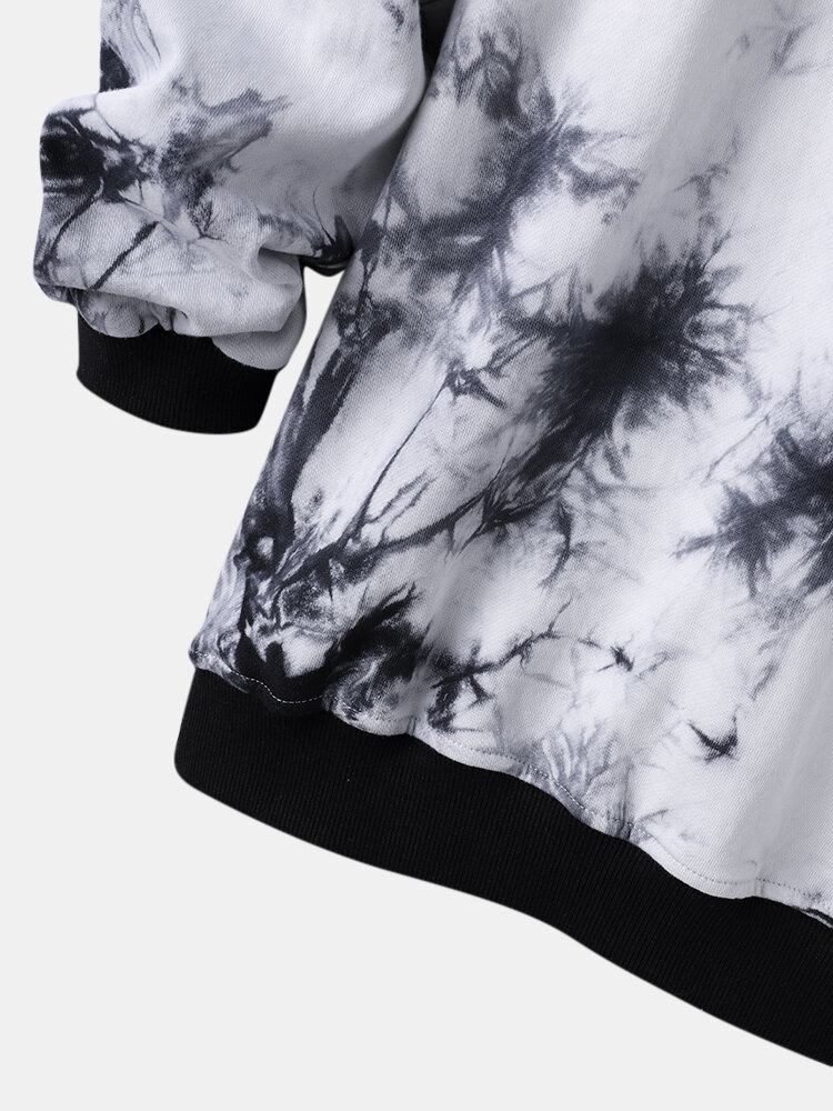 Herre Tie-dye Print Løs Afslappet Sweatshirt Med Rund Hals