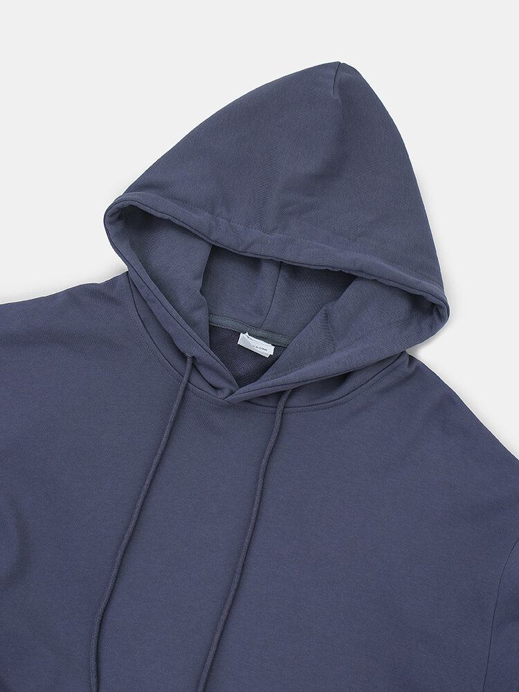 Herre Touch Hånd Grafisk Tryk 100% Bomuld Solid Casual Pullover Hættetrøje