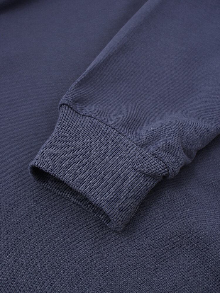 Herre Touch Hånd Grafisk Tryk 100% Bomuld Solid Casual Pullover Hættetrøje