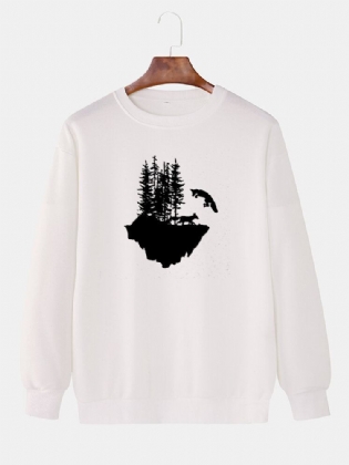 Langærmede Sweatshirts Med Dyreprint Til Mænd