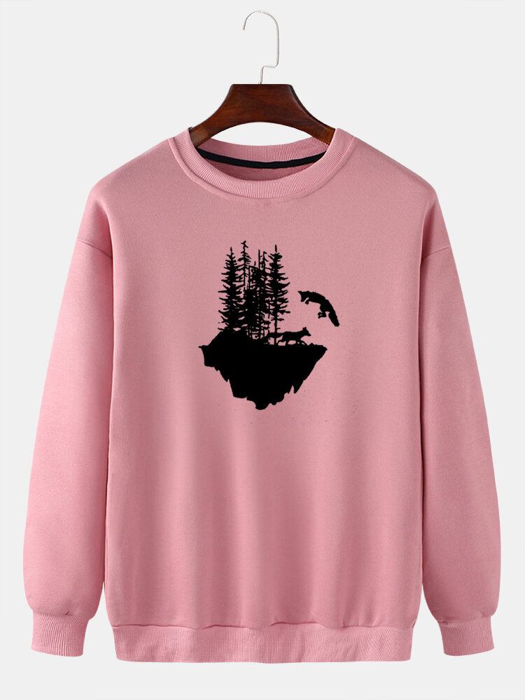 Langærmede Sweatshirts Med Dyreprint Til Mænd