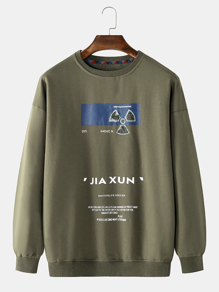 Langærmede Sweatshirts Med Rund Halsudskæring Til Mænd Med Slogantryk