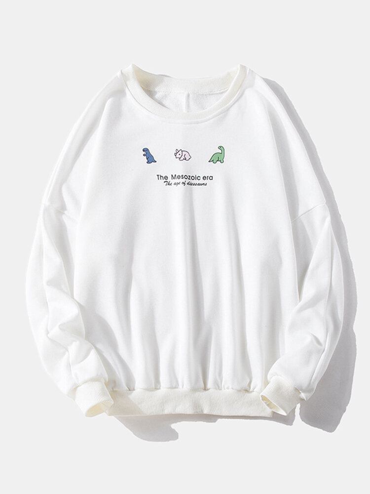 Langærmede Sweatshirts Med Tegneseriedinosaurer Til Mænd