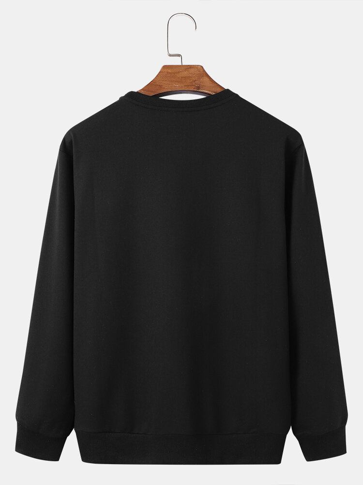 Mænd 100% Bomuld Mønster Skalle Sjovt Brev Rundhals Casual Pullover Sweatshirt