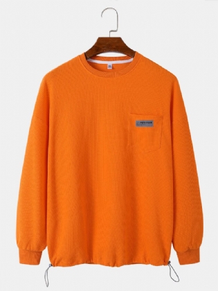 Mænd Bomuld Massiv Brystlomme Shrink The Hem Simple Pullover Sweatshirt