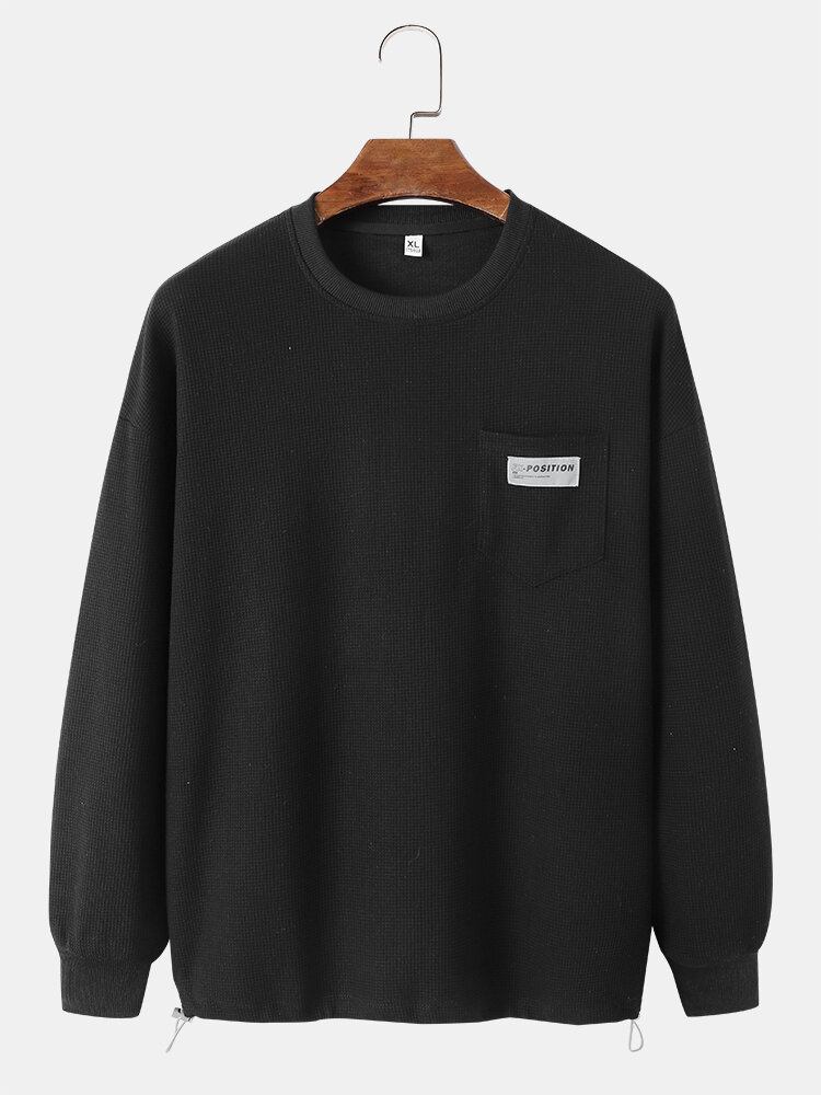 Mænd Bomuld Massiv Brystlomme Shrink The Hem Simple Pullover Sweatshirt