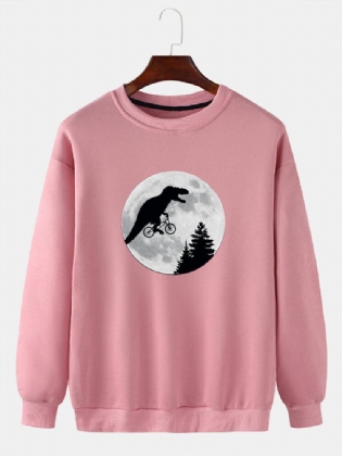 Mænd Dinosaur Grafik Rund Hals Bomuld Casual Drop Skulder Sweatshirts