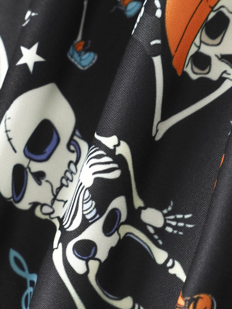 Mænd Halloween Dance Skull Print Hættetrøje