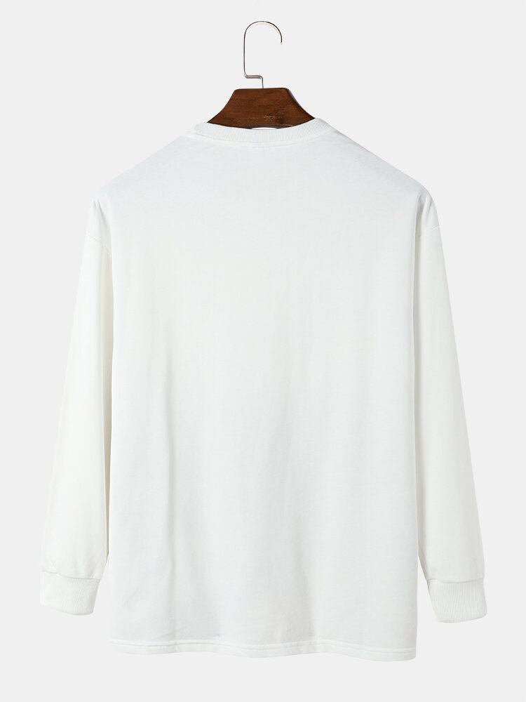 Mænd Landskabsmønster Brev Langærmet Casual Pullover Sweatshirt