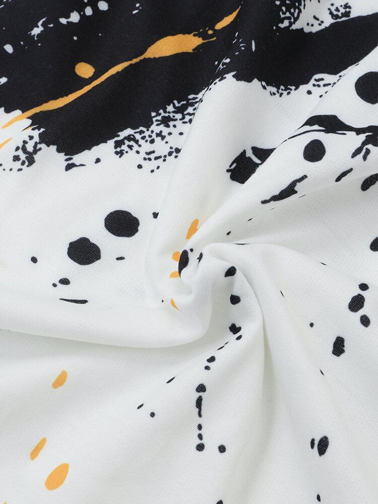 Mænds All Over Ink Splatter Printing Casual Hættetrøjer Med Snøre