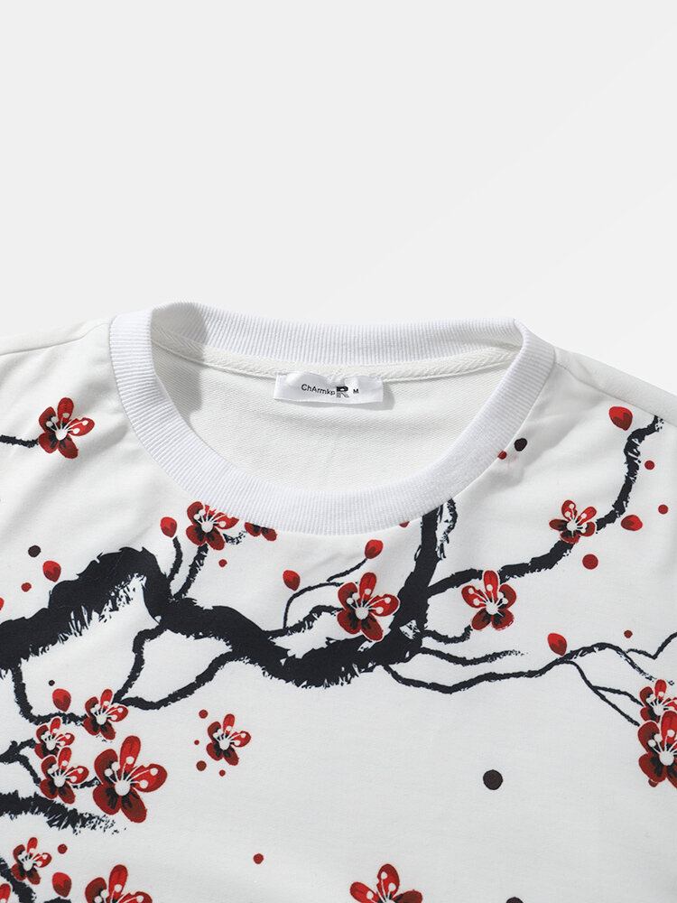 Mænds Blossom Landscape Printed Rund Neck Sweatshirt